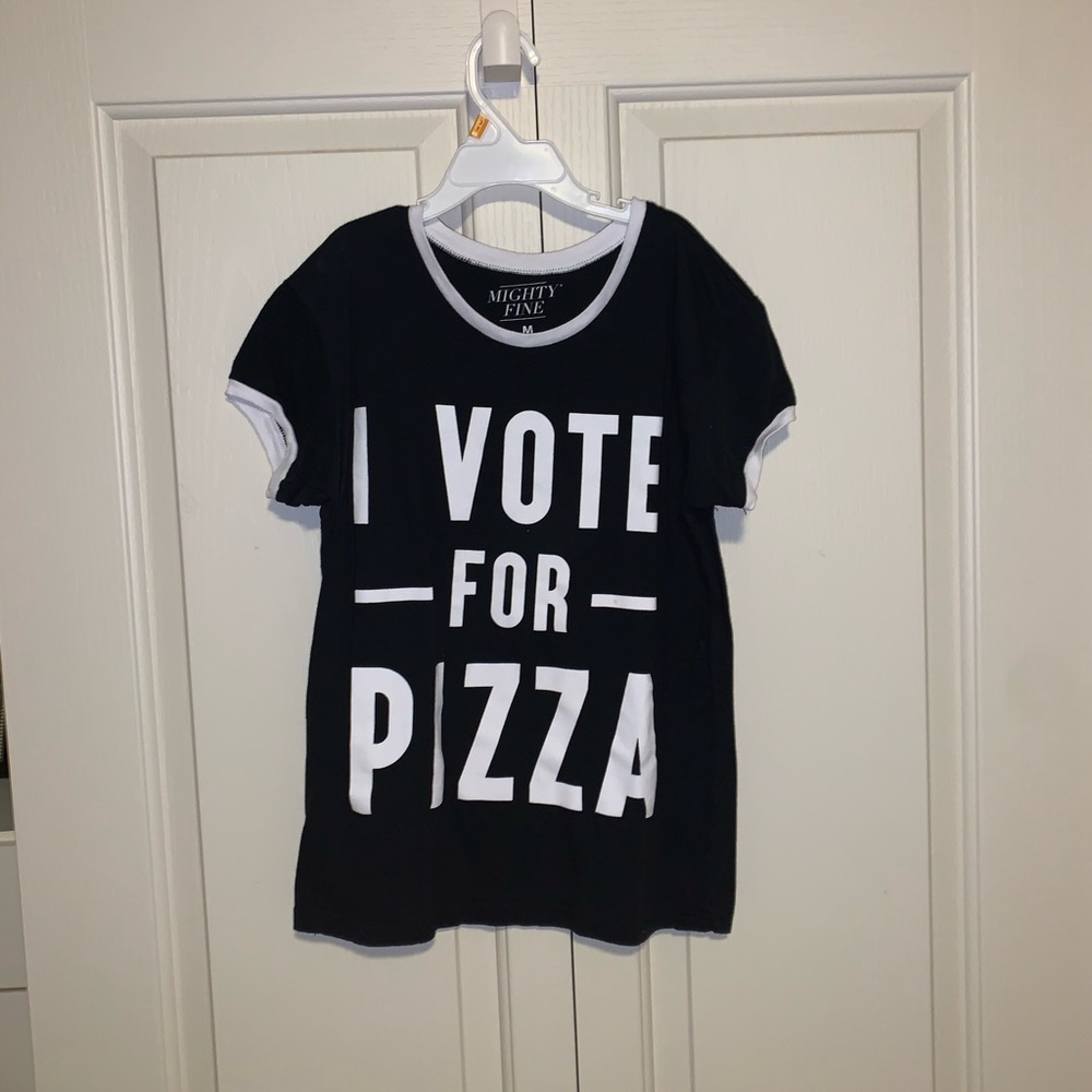 “I Vote For Pizza” Women’s T-Shirt (Black)